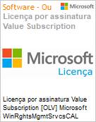 Licena por assinatura Value Subscription [OLV] Microsoft WinRghtsMgmtSrvcsCAL ALNG LicSAPk OLV NL 1Y Acdmc Stdnt DvcCAL Additional Product Non-Specific 1 Year(s) Non-Specific (Figura somente ilustrativa, no representa o produto real)