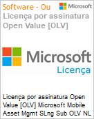Licena por assinatura Open Value [OLV] Microsoft Mobile Asset Mgmt SLng Sub OLV NL 1M AP Europe w/o Routing Asset Add-on Additional Product Non-Specific 1 Month(s) Non-Specific (Figura somente ilustrativa, no representa o produto real)