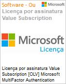 Licena por assinatura Value Subscription [OLV] Microsoft MultiFactor Authentication ALng Sub OLV NL 1M AP Renewal Value Subscription Additional Product Non-Specific 1 Month(s) (Figura somente ilustrativa, no representa o produto real)
