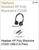 Headset HP Poly Blackwire C3320 USB-C/A Preto (Figura somente ilustrativa, no representa o produto real)