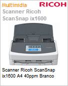 Scanner Ricoh ScanSnap ix1600 A4 40ppm White (Figura somente ilustrativa, no representa o produto real)