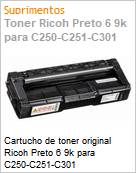 Cartucho de toner original Ricoh Preto 6 9k para C250-C251-C301  (Figura somente ilustrativa, no representa o produto real)