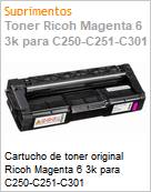 Cartucho de toner original Ricoh Magenta 6 3k para C250-C251-C301  (Figura somente ilustrativa, no representa o produto real)