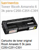 Cartucho de toner original Ricoh Amarelo 6 3k para C250-C251-C301  (Figura somente ilustrativa, no representa o produto real)