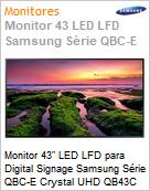 Monitor 43 LED LFD Profissional Digital Signage Samsung Srie QBC-E Crystal UHD QB43C Stand Alone Ultra HD 4K 8ms HDMI [x3] USB [x2] IR RS232 Rede Wi-Fi Bluetooth 16/7 Tizen (Figura somente ilustrativa, no representa o produto real)
