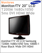 LS20TDSSUMZD - Monitor TV 20 LCD Samsung T200M 1680x1050 5ms 10000:1 Rose Black Wide DVI HDMI