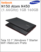 NP-N150-JK01BR - Netbook Samsung NP-N150 Intel Atom N450 (1.66GHz) 1GB 160GB 10.1