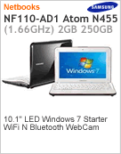 NP-NF110-AD1BR - Netbook Samsung Shark NP-NF110 Intel Atom N455 (1.66GHz) 2GB 250GB 10.1