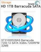 ST31000528AS - Unidade de Disco Rgido (HD) 1TB Seagate Barracuda ST31000528AS 7200.12 SATA 3 GBps 7.200 rpm 32MB