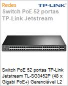 Switch PoE 52 portas TP-Link Jetstream TL-SG3452P (48 x Gigabi PoE+) Gerencivel L2  (Figura somente ilustrativa, no representa o produto real)