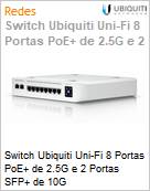 Switch Ubiquiti Uni-Fi 8 Portas PoE+ de 2.5G e 2 Portas SFP+ de 10G USW-Enterprise-8-POE  (Figura somente ilustrativa, no representa o produto real)