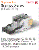 108R00493 - Grampo Xerox para Impressoras CC35/45/55/ WP35/45/55/36. Caixa com 3 unidades. Durabilidade de at 15.000 grampos.