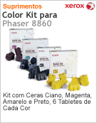 650A90066NO - Color Kit Phaser Xerox 8860 - Kit com Ceras Ciano Magenta Amarelo e Preto - 6 Tabletes de Cada Cor