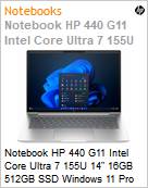Notebook HP 440 G11 Intel Core Ultra 7 155U 14 16GB 512GB SSD Windows 11 Pro  (Figura somente ilustrativa, no representa o produto real)