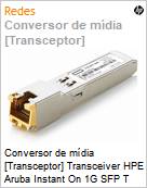 Conversor de mdia [Transceptor] Transceiver HPE Aruba InstantOn 1G SFP T 100M  (Figura somente ilustrativa, no representa o produto real)