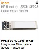 HPE B-series 32Gb SFP28 Long Wave 10km 1-pack Secure Transceiver  (Figura somente ilustrativa, no representa o produto real)