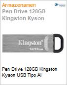 Pen Drive 128GB Kingston Kyson USB Tipo Ai (Figura somente ilustrativa, no representa o produto real)