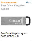 Pen Drive Kingston Kyson 64GB USB Tipo Ai (Figura somente ilustrativa, no representa o produto real)