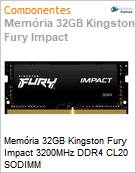 Memria 32GB Kingston Fury Impact 3200MHz DDR4 CL20 SODIMM  (Figura somente ilustrativa, no representa o produto real)