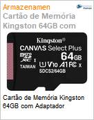 Carto de Memria Kingston 64GB com Adaptador (Figura somente ilustrativa, no representa o produto real)