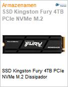 SSD Kingston Fury 4TB PCIe NVMe M.2 Dissipador  (Figura somente ilustrativa, no representa o produto real)