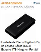 Unidade de Disco Rgido (HD) de Estado Slido (SSD) Externo 1TB Kingston Porttil USB 3.2  (Figura somente ilustrativa, no representa o produto real)
