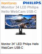 Monitor 34 LED Philips Hello WebCam USB-C  (Figura somente ilustrativa, no representa o produto real)