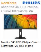 Monitor 34 LED Philips Curvo UltraWide VA 100Hz 4ms  (Figura somente ilustrativa, no representa o produto real)